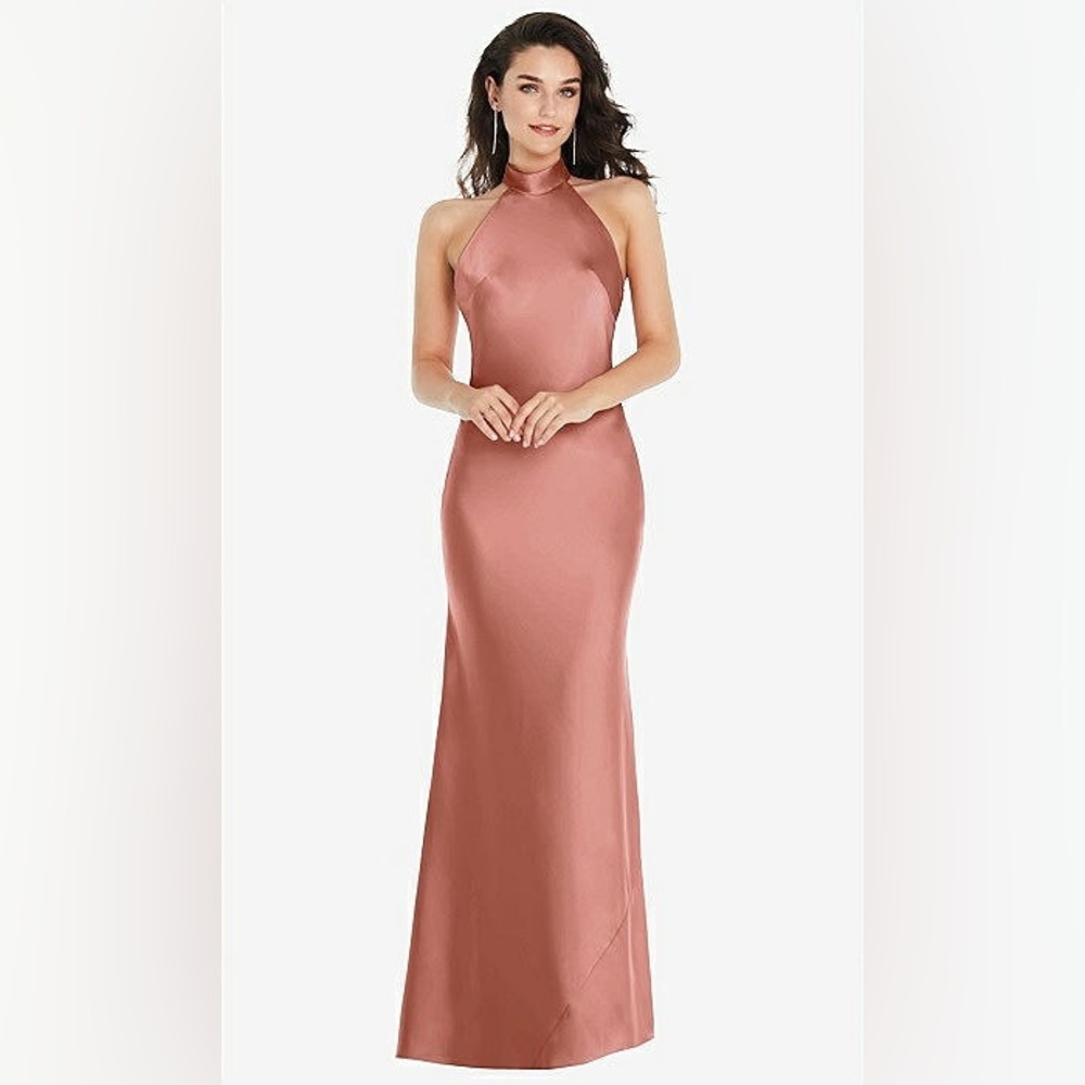 SOCIAL (DESSY) // SIZE SM TALL  // tie back halter dress // EUC // Retail $286